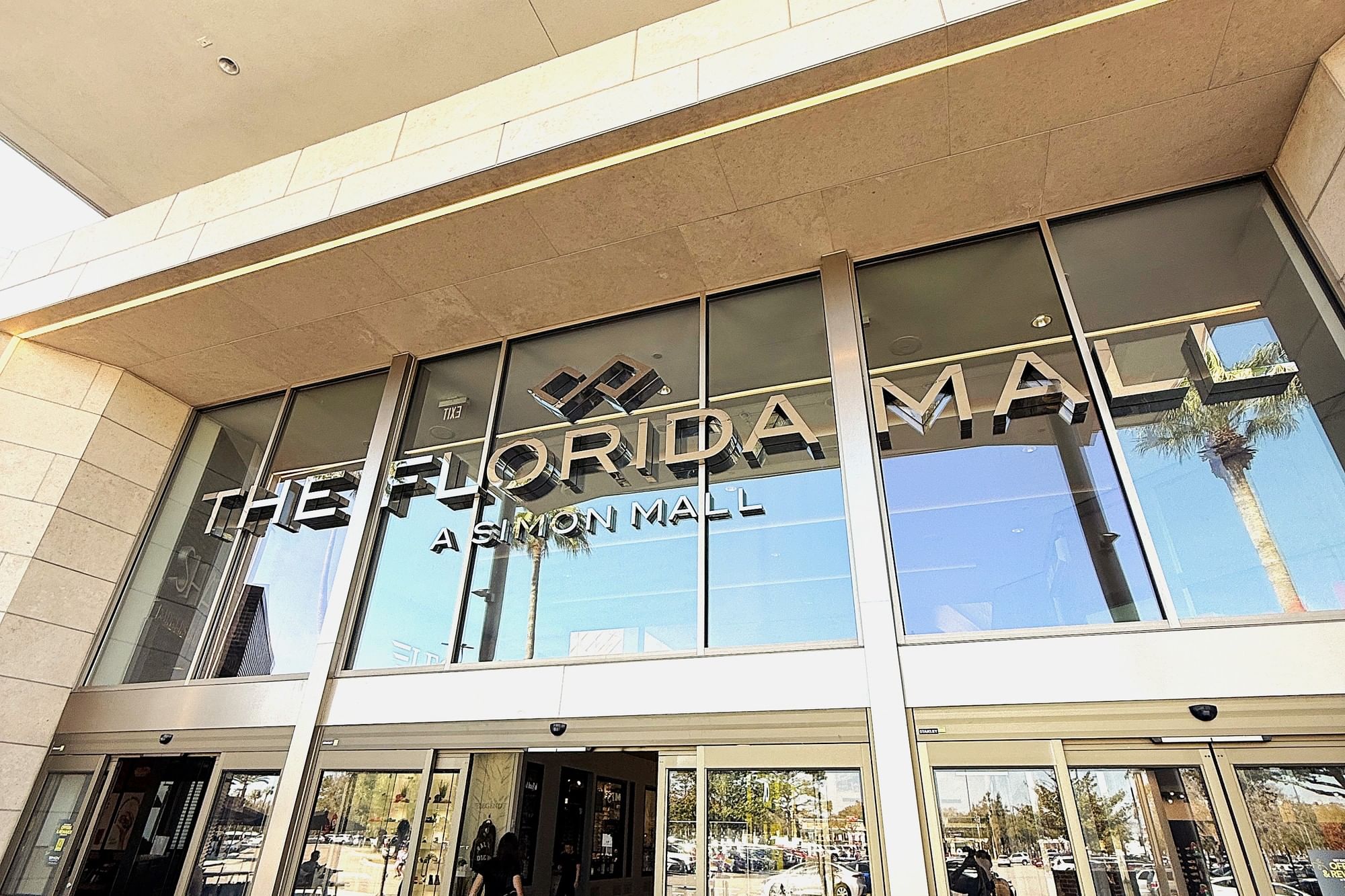 A closeup of the sign over an entry at The Florida Mall in Orlando. 