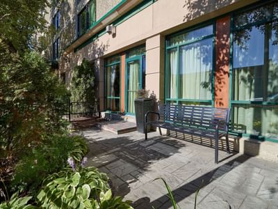 Exterior view of Thomas Bennett Hall Patio at Varscona Hotel on Whyte