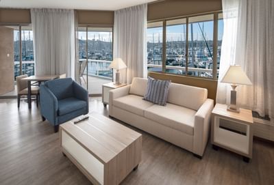 One Bedroom Suite living room area at Bay Club Hotel