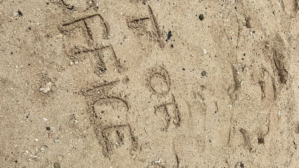 Beach office written in the sand at Warwick Fiji Resort and Spa in Korolevu.