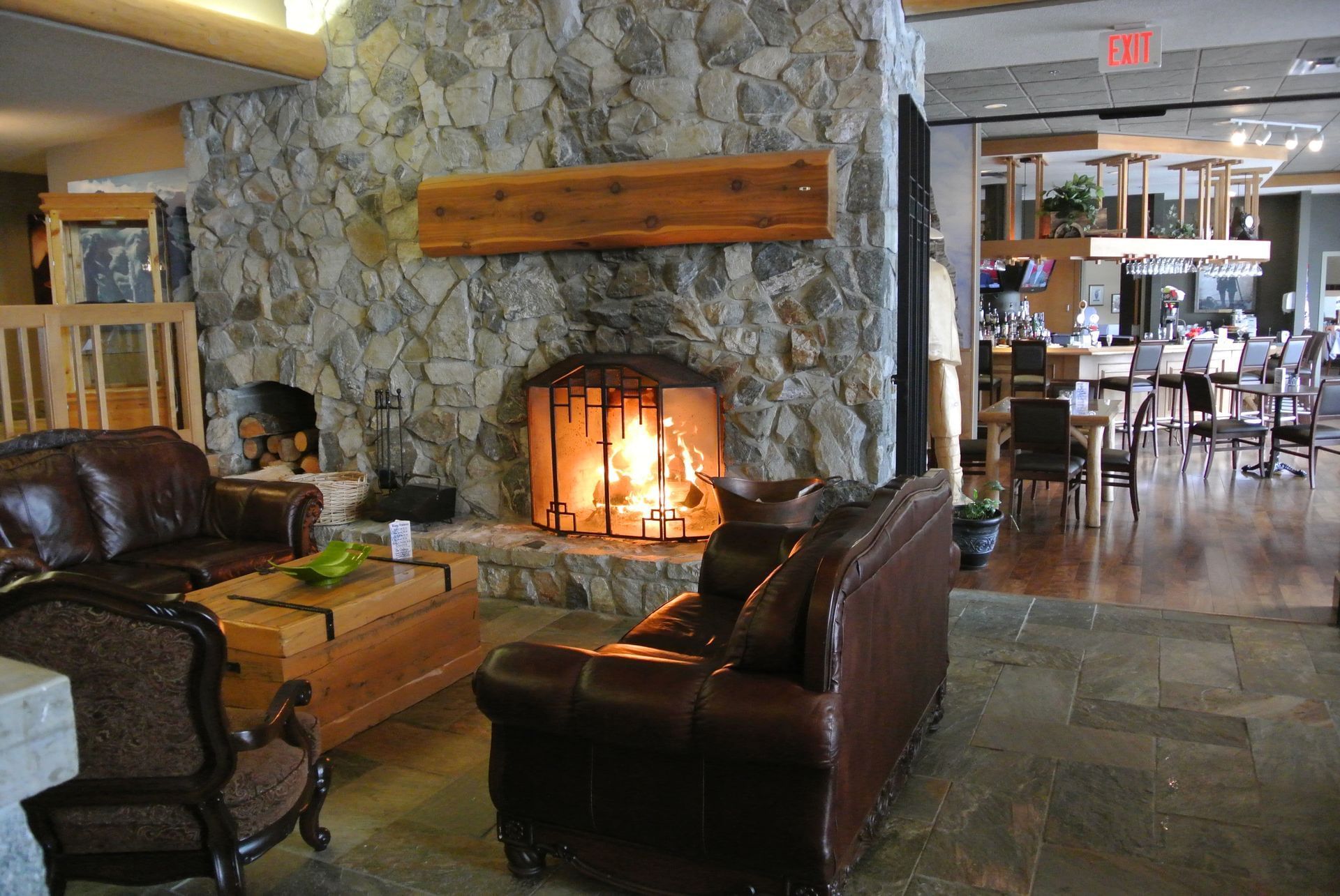 Fireplace in lobby on Coast Hillcrest Hotel