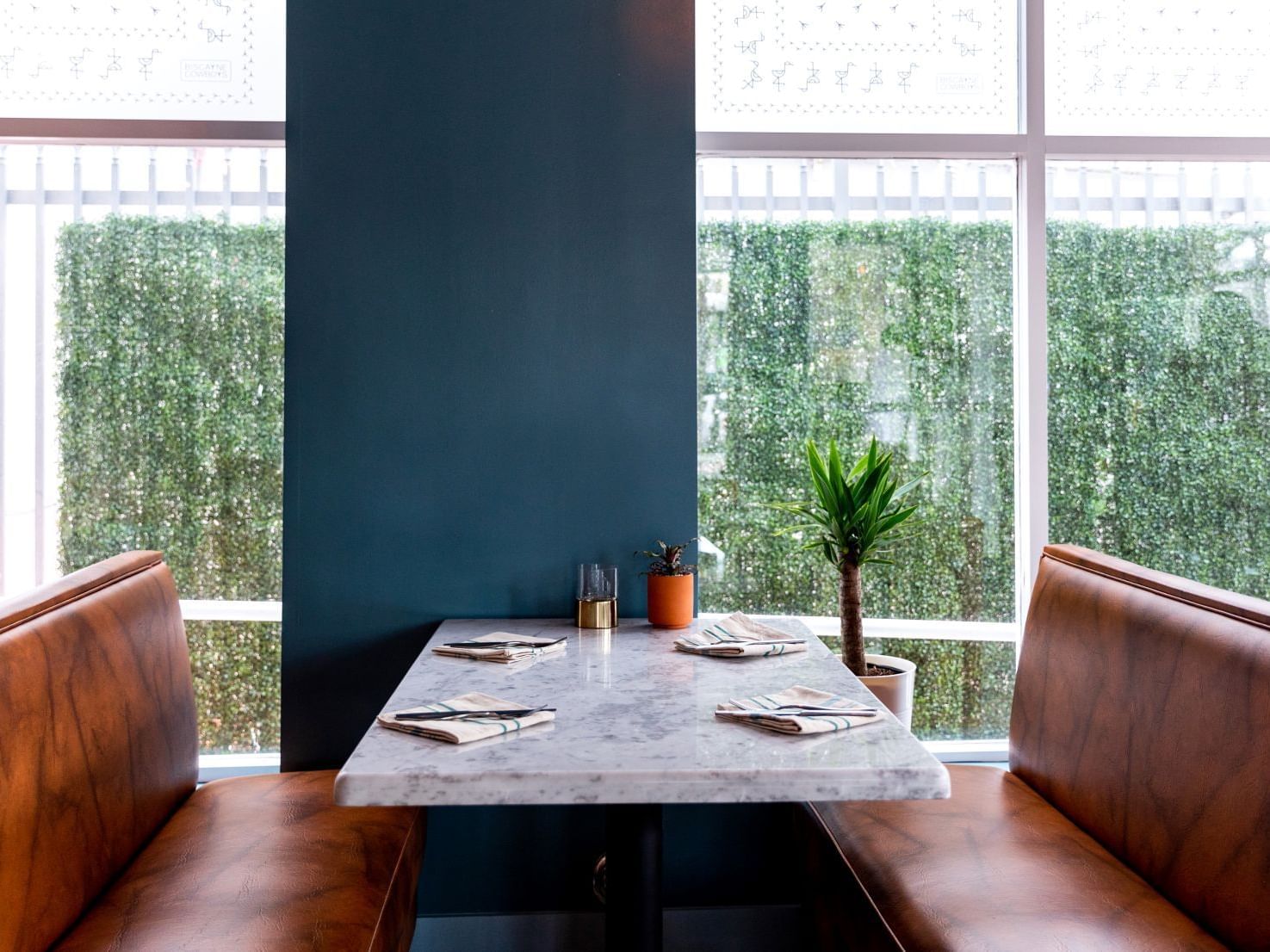 Close up of a dining table setup in Limoncello at Casa Boutique