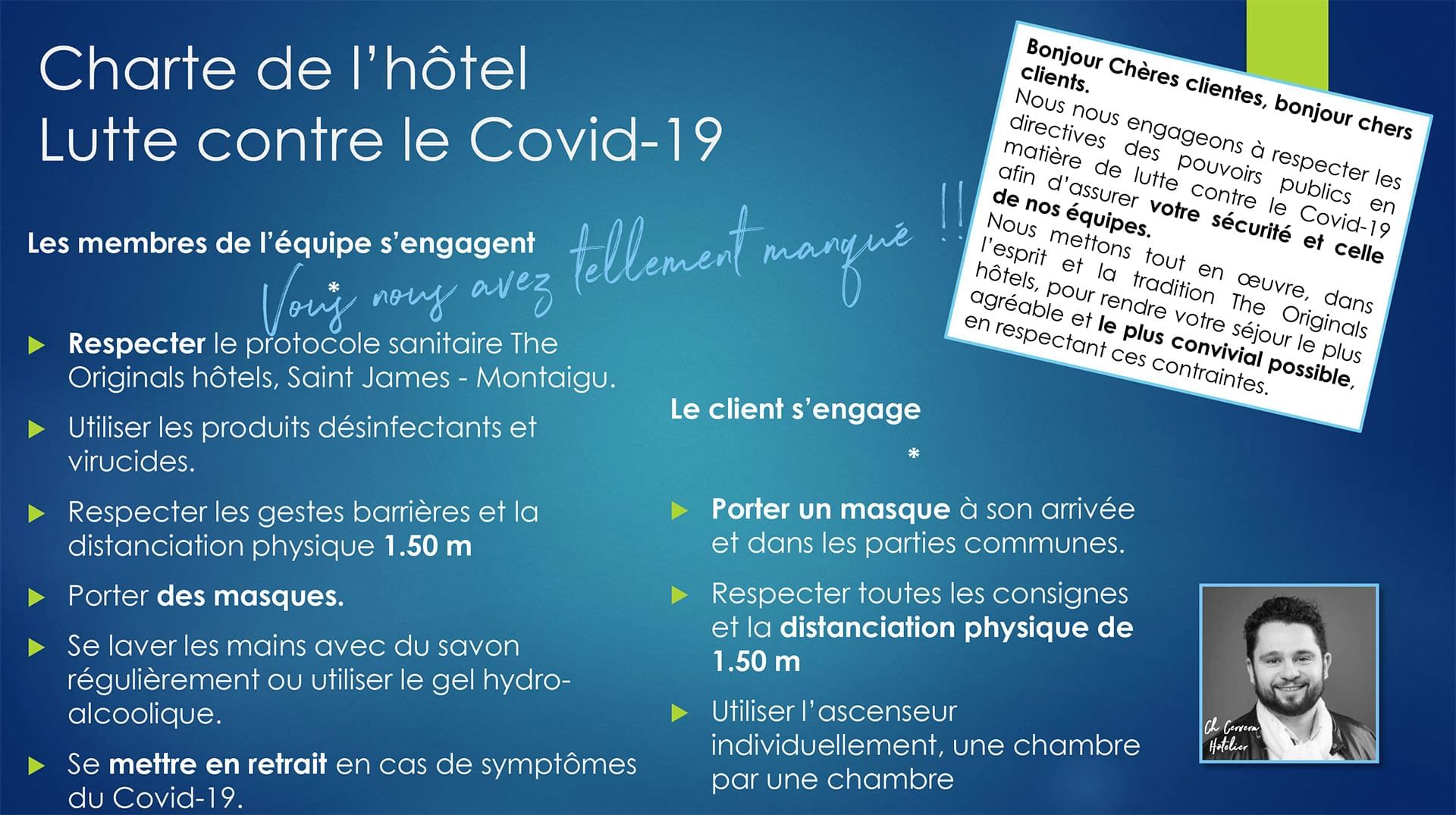 Charte de lutte contre le Covid-19 HOTEL SAINT JAMES