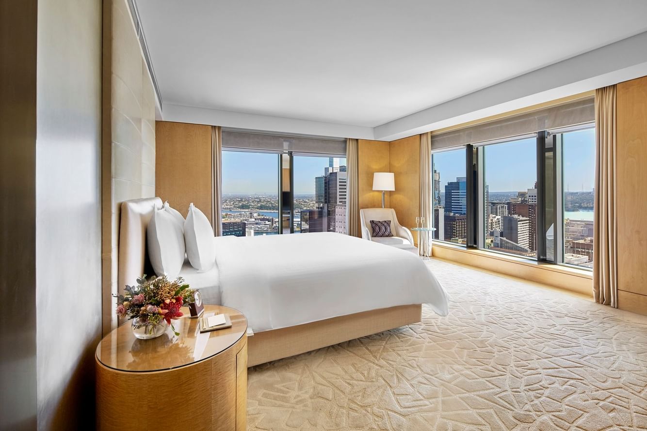 A room with one king bed and a city view 