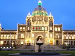 Festive lighting decorations in The British Columbia Parliament near Huntingdon Manor