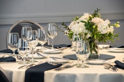 Closeup of table setting & decoration at The Portsmouth