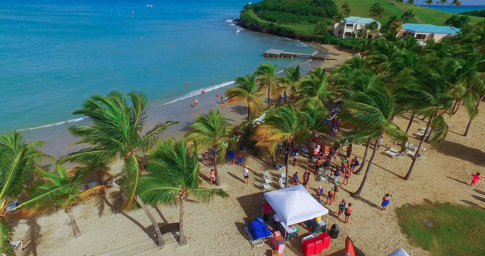 Aerial view of the crowd in Mermaid Beach near The Buccaneer Resort St. Croix