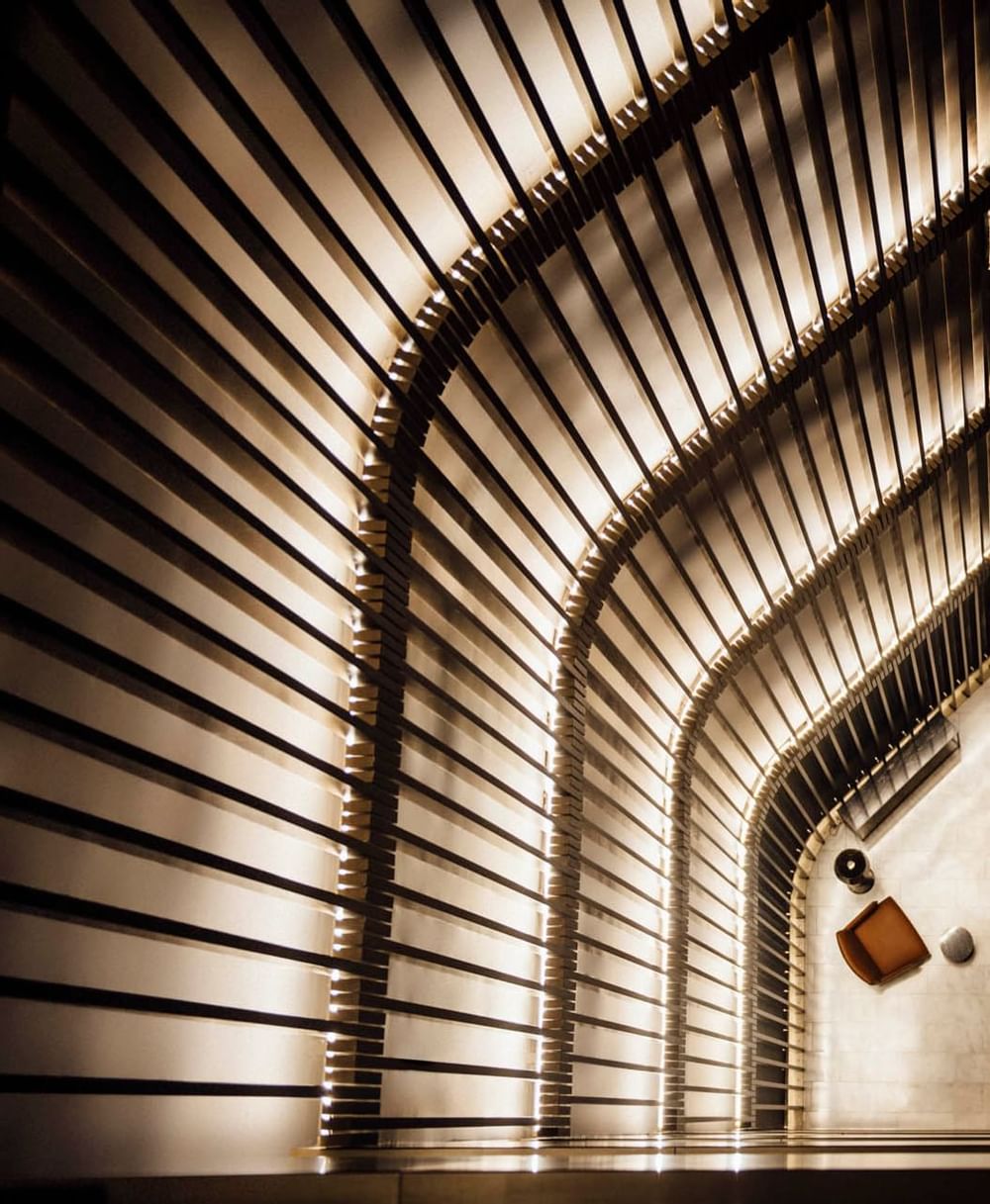 Boutique hotel lobby with elegant roof at Almanac Barcelona