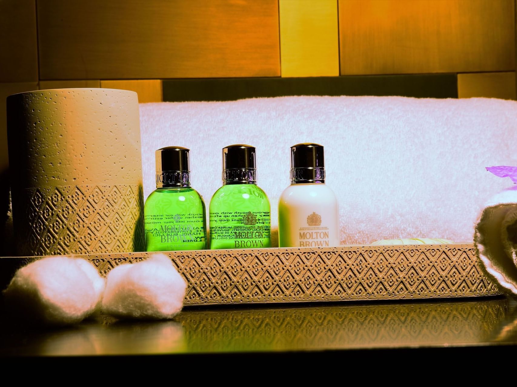 Close-up of bathroom amenity kit in Deluxe Suite at Margutta 19
