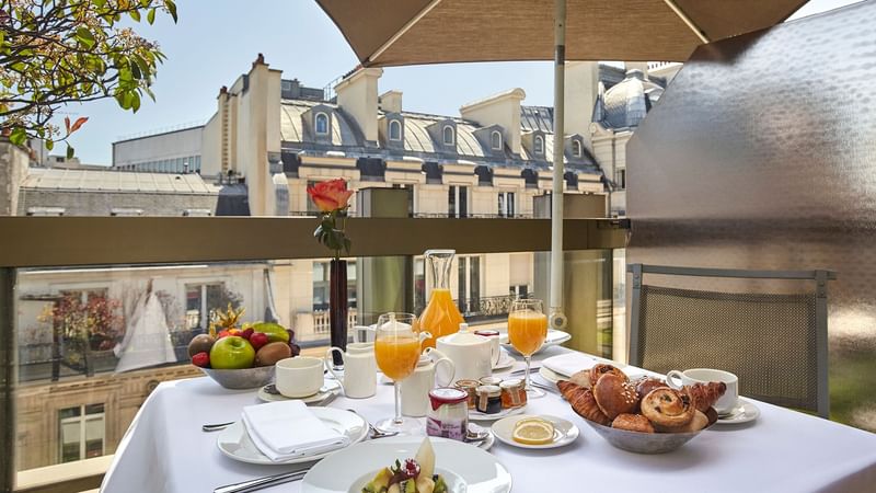 Breakfast served in Deluxe Room at Warwick Paris Champs Elysées