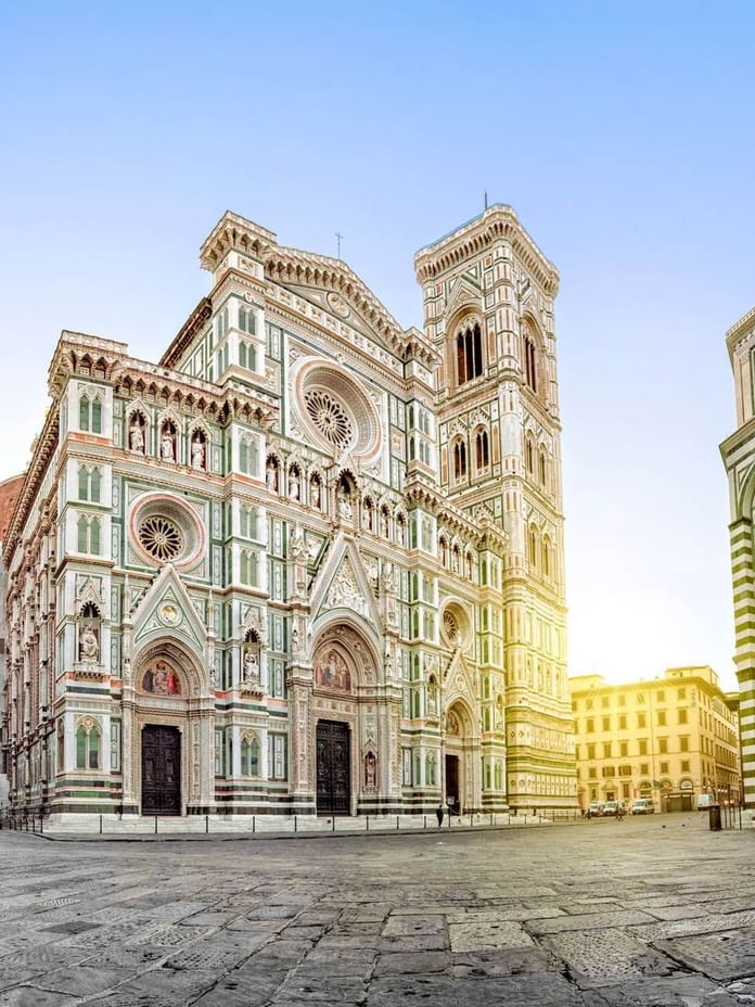 Exterior view of the Florence Cathedral and empty streets near The Independent