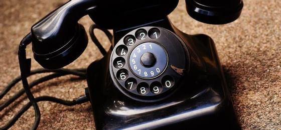 Close up on an old retro telephone at Vasa Hotel Surabaya