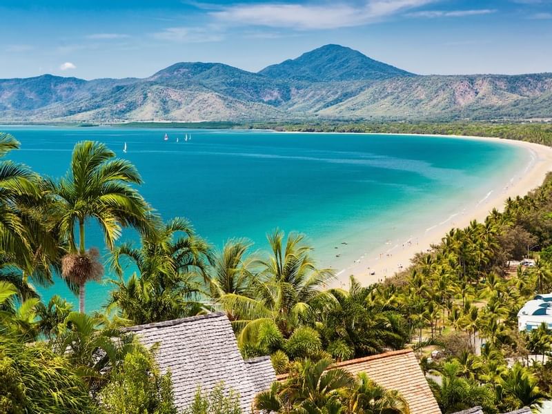 Aerial view of Four Mile Beach at Pullman Port Douglas Sea Temple resort & Spa