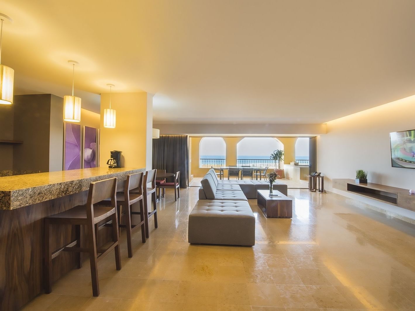 Living area of Premier 4 bedrooms at Grand FA Los Cabos