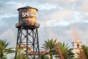 Disney Springs sign board on a water tank, Rosen Inn Universal