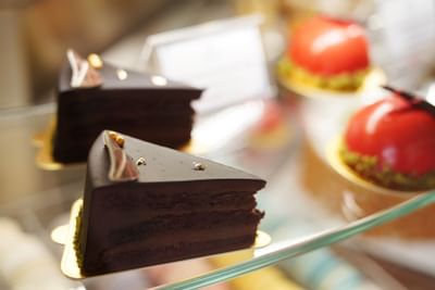 Close-up of slices of chocolate cake at Hanoi Daewoo Hotel