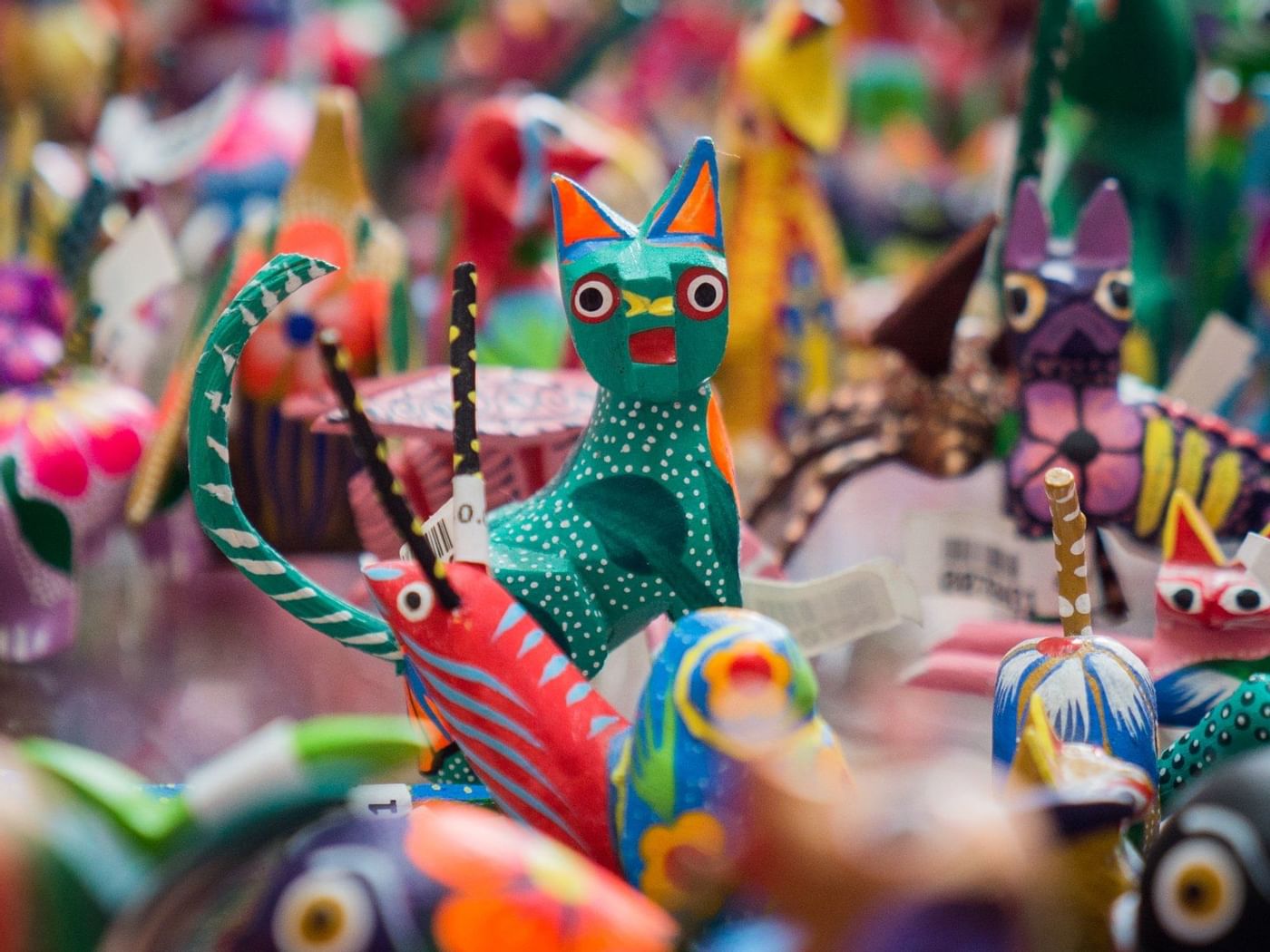 Close-up of toys in Artisan market near Fiesta Americana Travelty