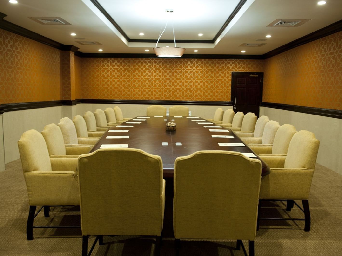 Boardroom set-up in William Gordon Suite meeting room at Jamaica Pegasus Hotel