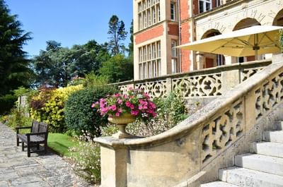garden and terrace area at easthampstead park in wokingham
