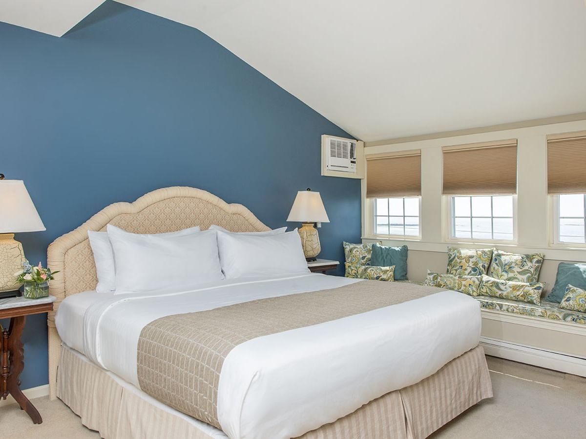 King bed in the Ocean view suite at The Beach House Inn