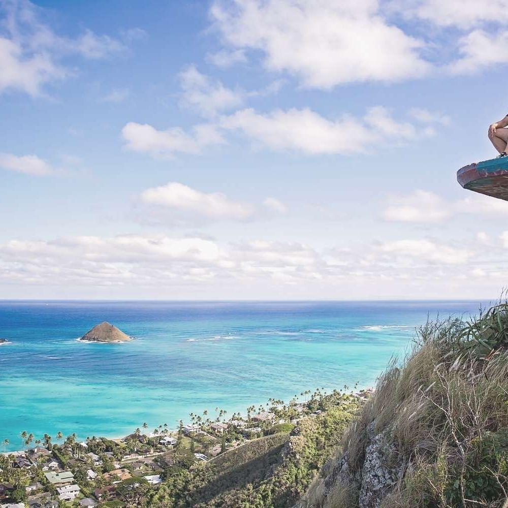 Couple enjoying the view form Lanikai Pillbox near Waikiki Resort Hotel by Sono