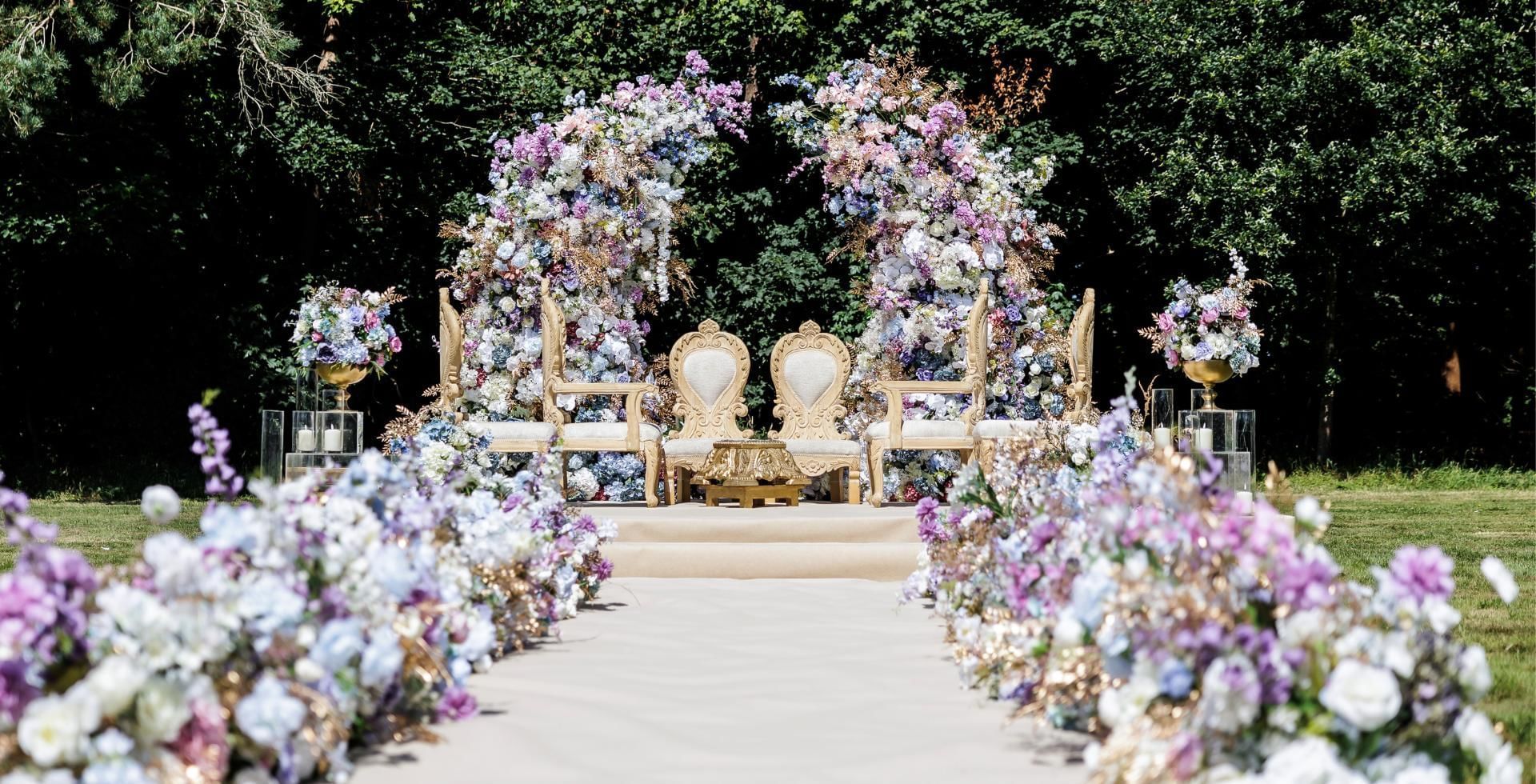 Outdoor wedding in The King Suite at Easthampstead Park in Berkshire