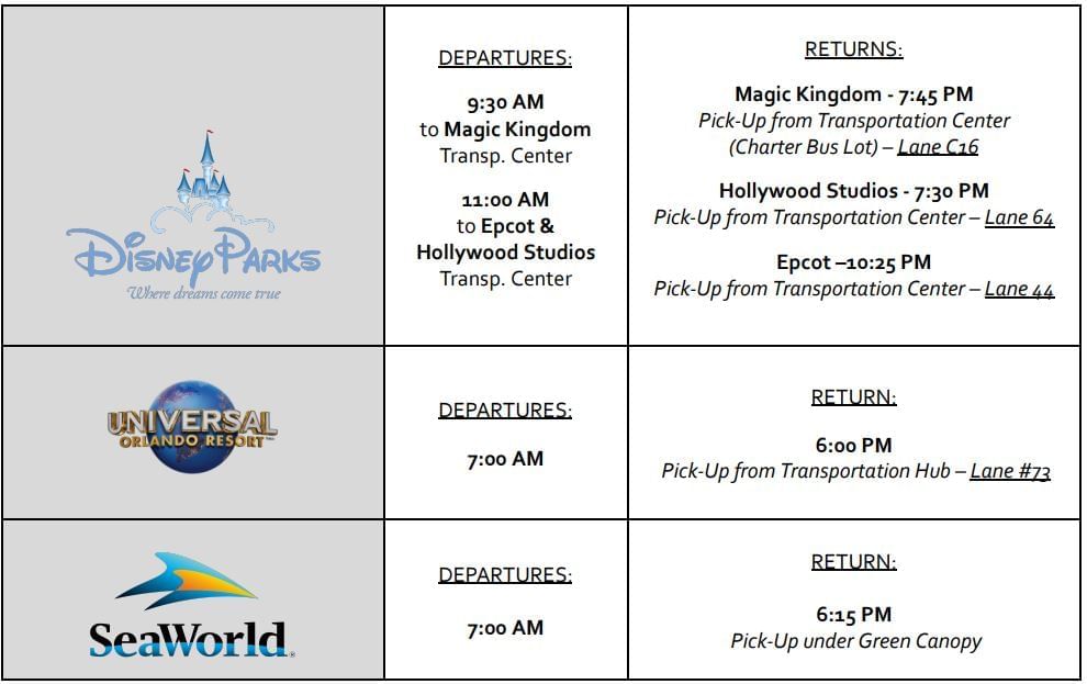 schedule of transportation