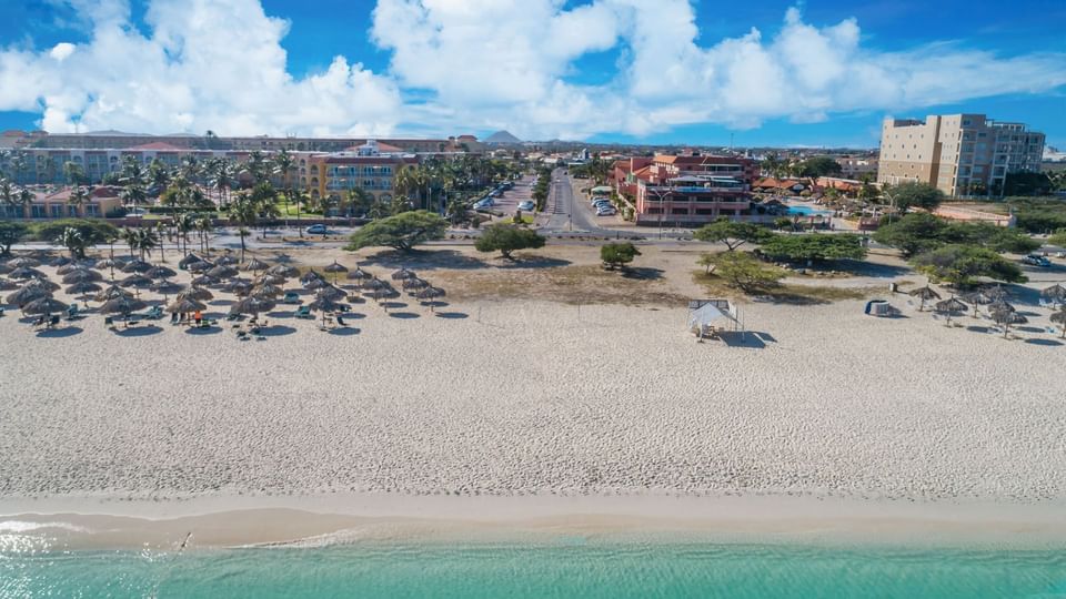 Aerial view of the beach near Eagle Aruba Resort
