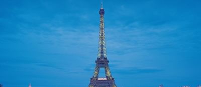Closeup in Eiffel Tower near The Hilton Paris Opera