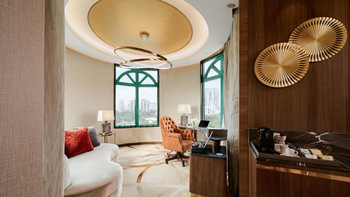 Cozy living area in Premier Suite at Sunway Resort