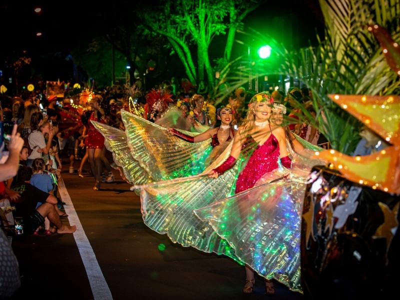Dancers performing in Port Douglas Carnival near Pullman Port Douglas Sea Temple Resort & Spa