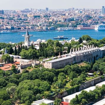 Aerial view of Topkapi Palace near Titanic Port Bakirkoy