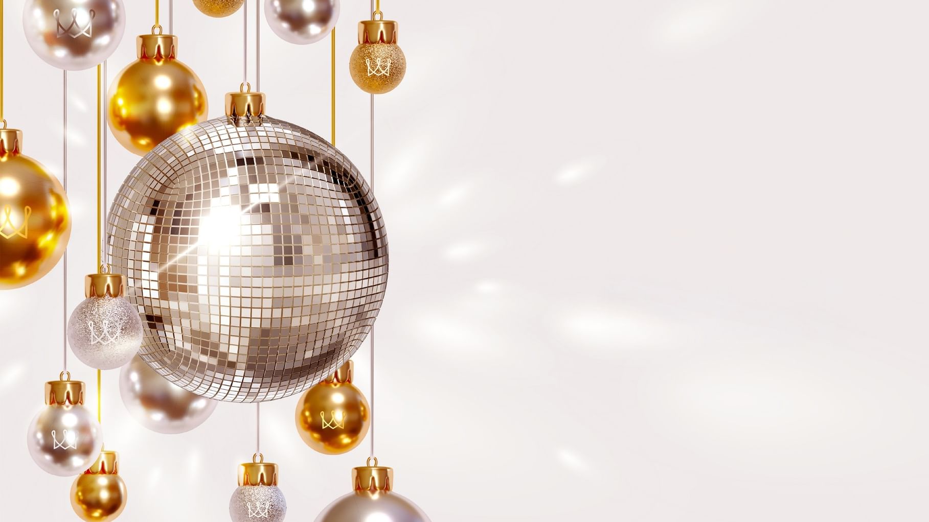 Private Sale for Members offer with festive decorations and a disco ball.