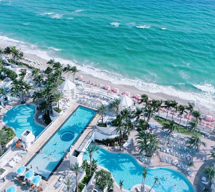 Birds eye view of The Diplomat Beach Resort Pool and Beach in So