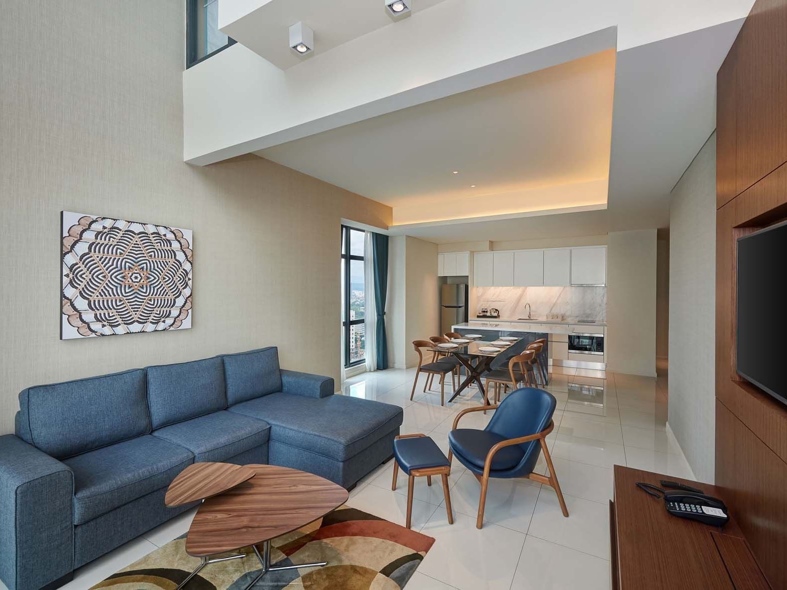 Living area in Pinnacle Suite at Federal Hotels International