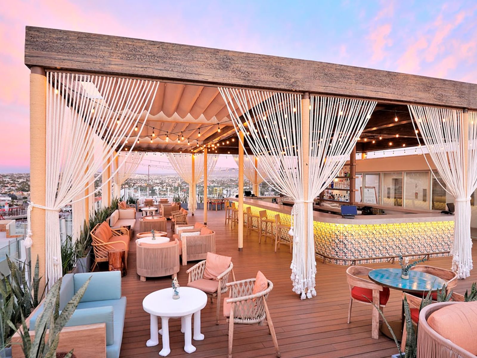Seating area in Rooftop 360 at Cabo Villas Beach Resort
