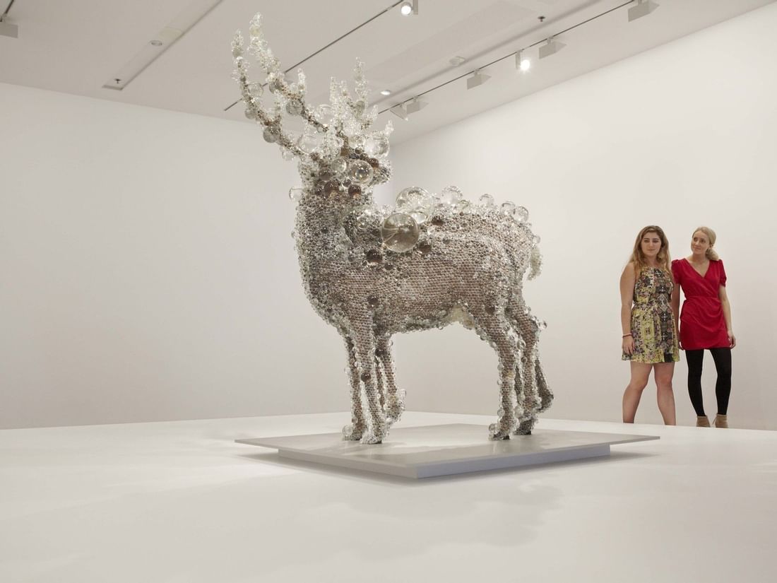 Two ladies watching the Queensland Art Gallery in the Gallery of Modern Art near The Sebel Brisbane