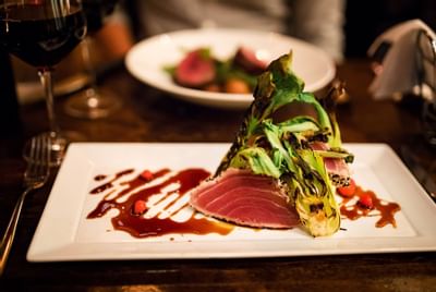 Tuna dish served at Roost Restaurant at Topnotch Stowe Resort