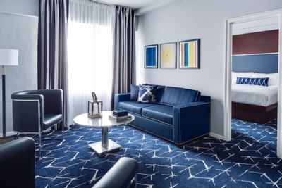 Living area in One-bedroom suites at Albion Miami Beach