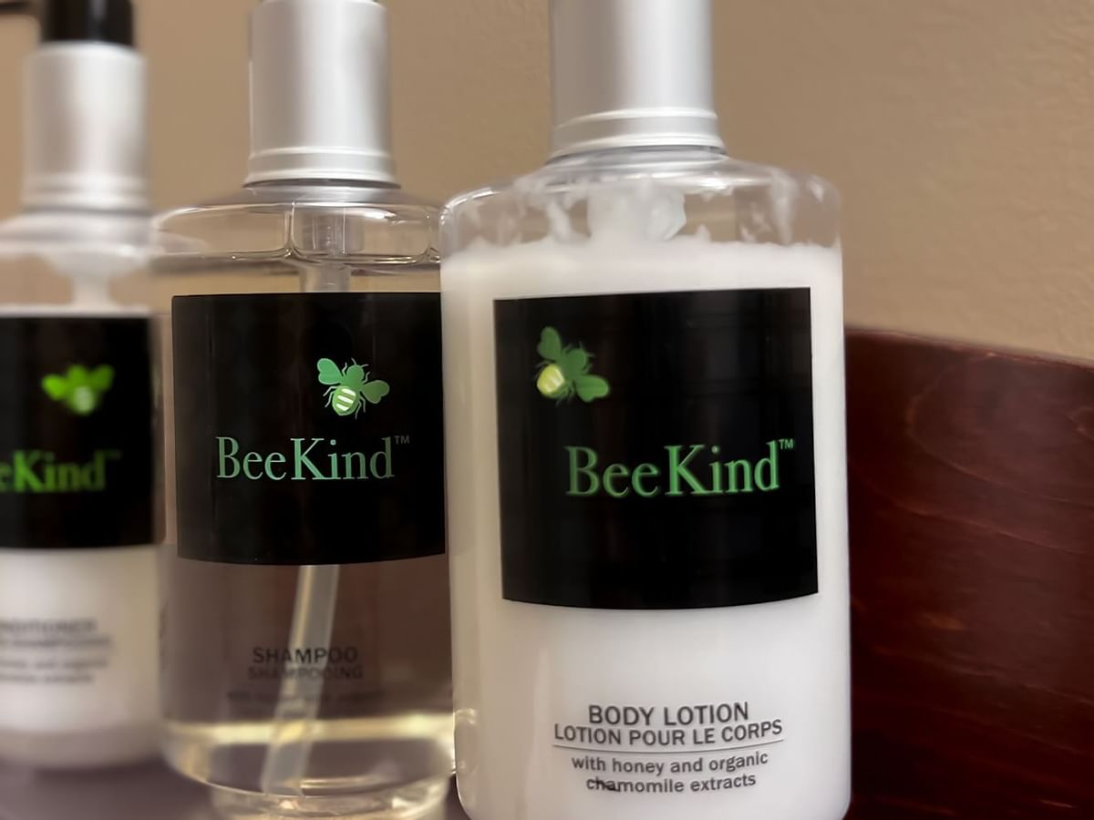 Bottles of shampoo, conditioner