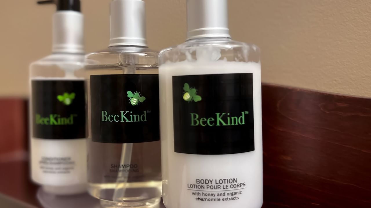 Bottles of shampoo, conditioner