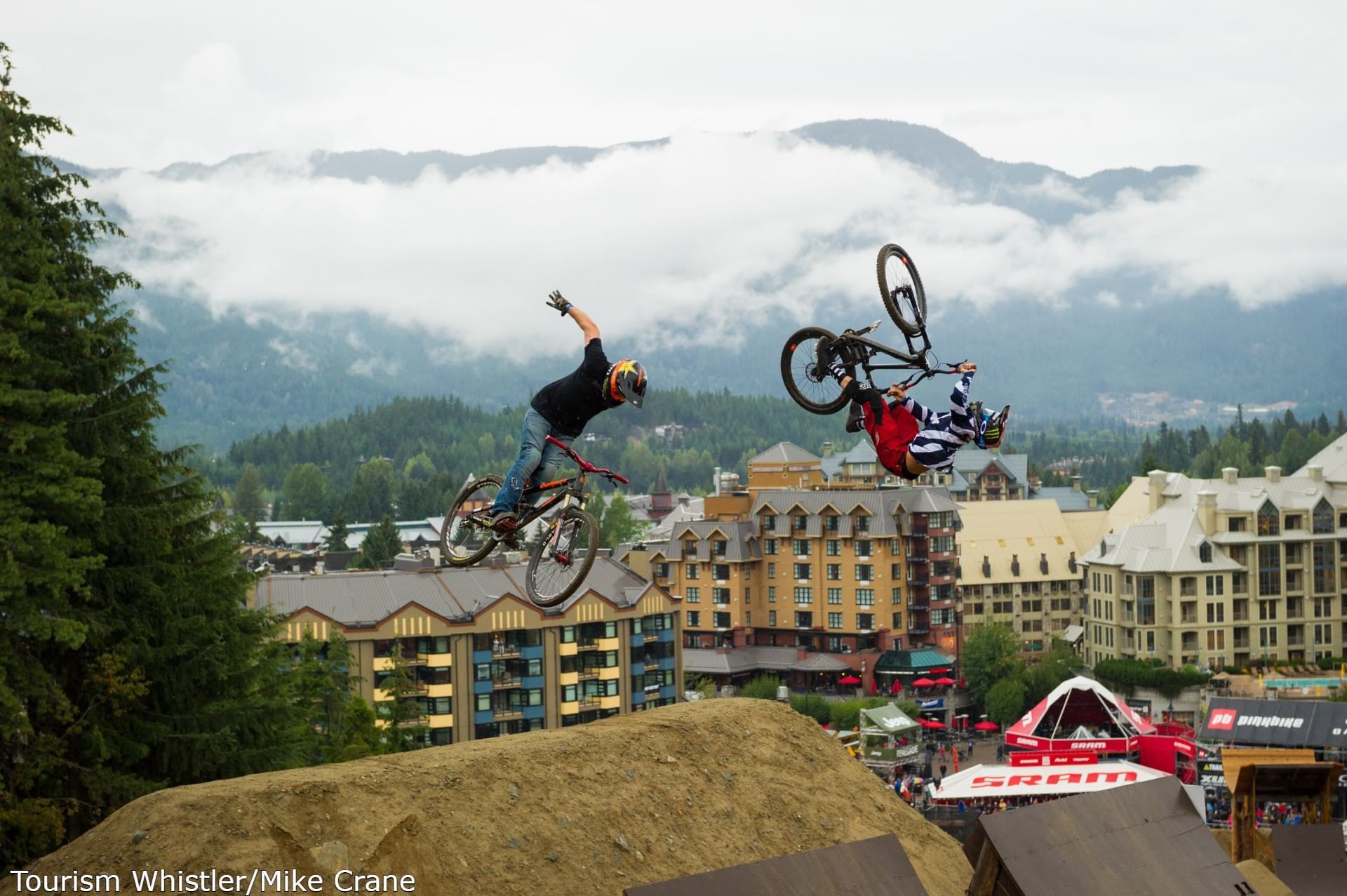 Aerial view of Crank Worx event near Blackcomb Springs Suites