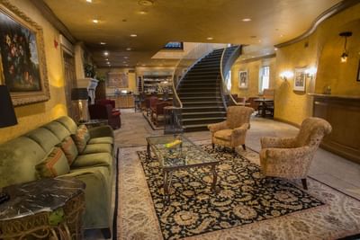 Interior of hotel lobby lounge area at The Herrington Inn & Spa