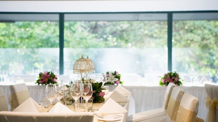 Wedding tables decorated with flowers at Pullman Sydney Hyde Par