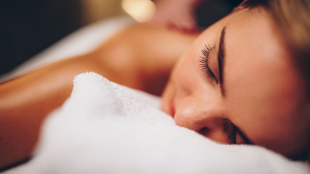 Closeup on a woman laying in spa at May Fair Hotel London