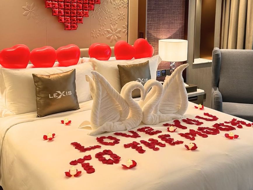 A luxurious hotel room with beautiful birthday decoration - Imperial Lexis Kuala Lumpur