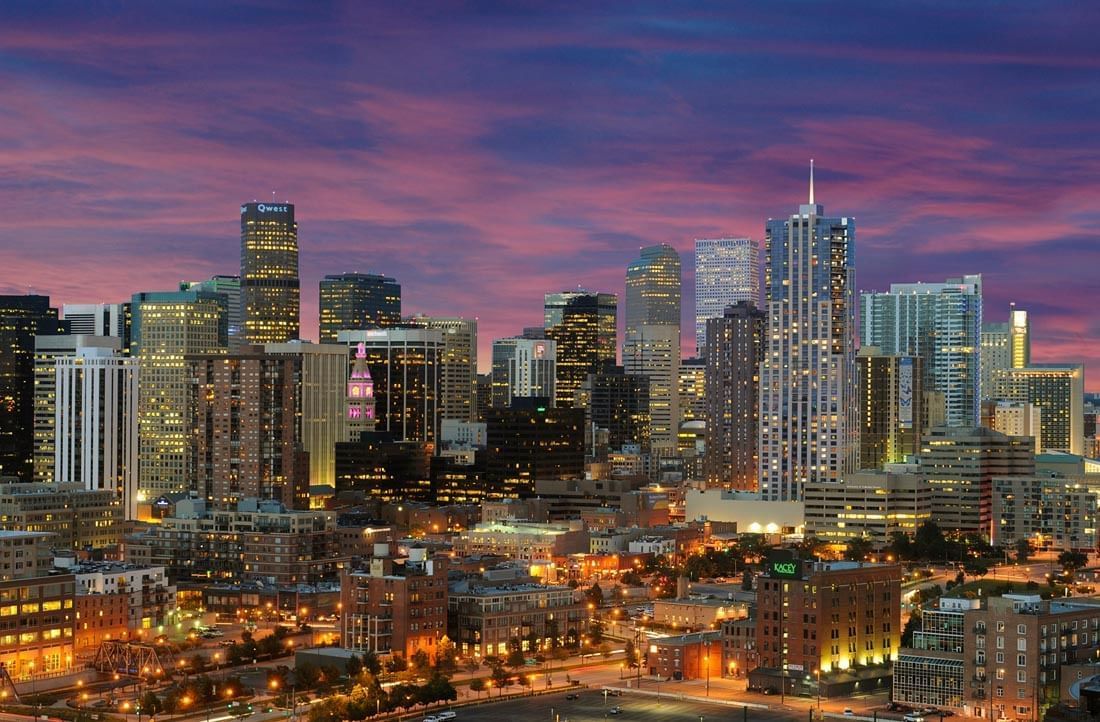 Distance View Of Downtown Denver Skyline At Dawn In Warwick Denver   Downtown Denver At Warwick Denver 