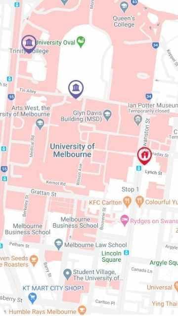 Student Living - 740 Swanston Map