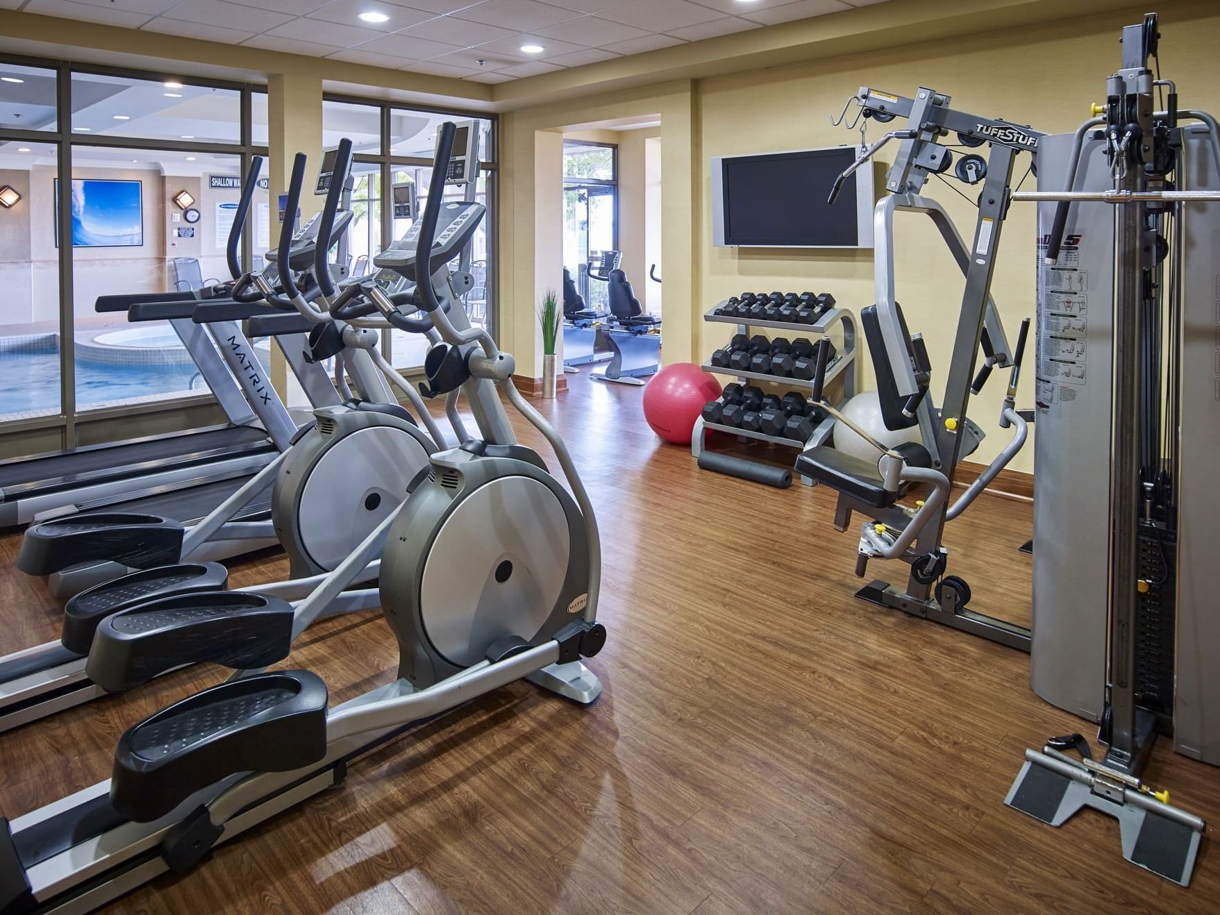 Fully equipped gymnasium at Waterfront Hotel Burlington