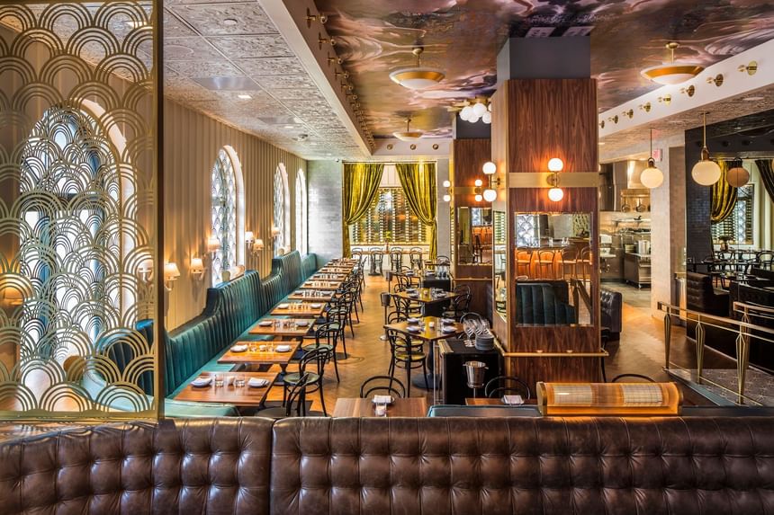 Cozy and inviting dining area in Ciaorigato Restaurant, one of the top Union Square San Francisco restaurants at Hotel Bijou